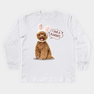 I Am A Rabbit | Poodles cute Kids Long Sleeve T-Shirt